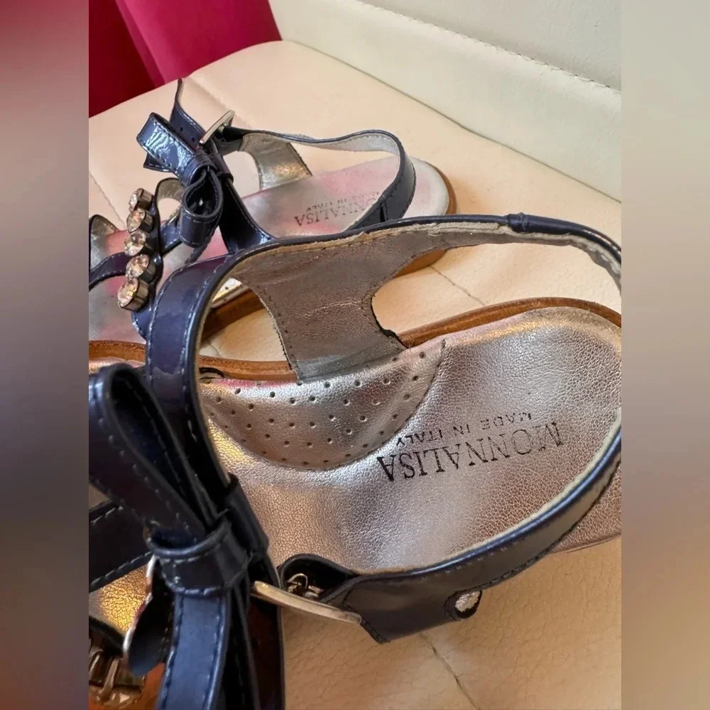 Sandals Girl Monnalisa Italy Leather size 28 us 11 - Picture 3 of 5
